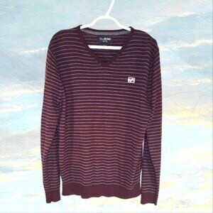 Billabong Men's Sweater  Size L V-neck Knitted Striped Preppy